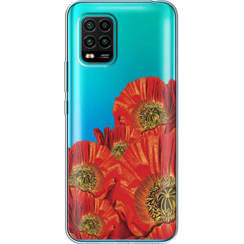 Прозрачный чехол BoxFace Xiaomi Mi 10 Lite Red Poppies