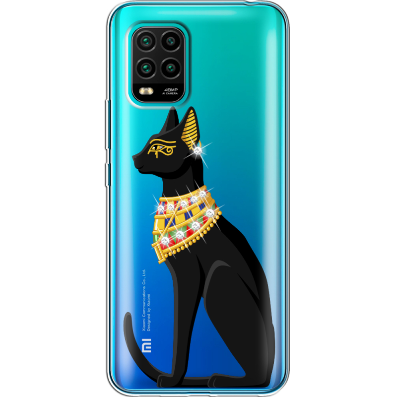 Чехол со стразами Xiaomi Mi 10 Lite Egipet Cat