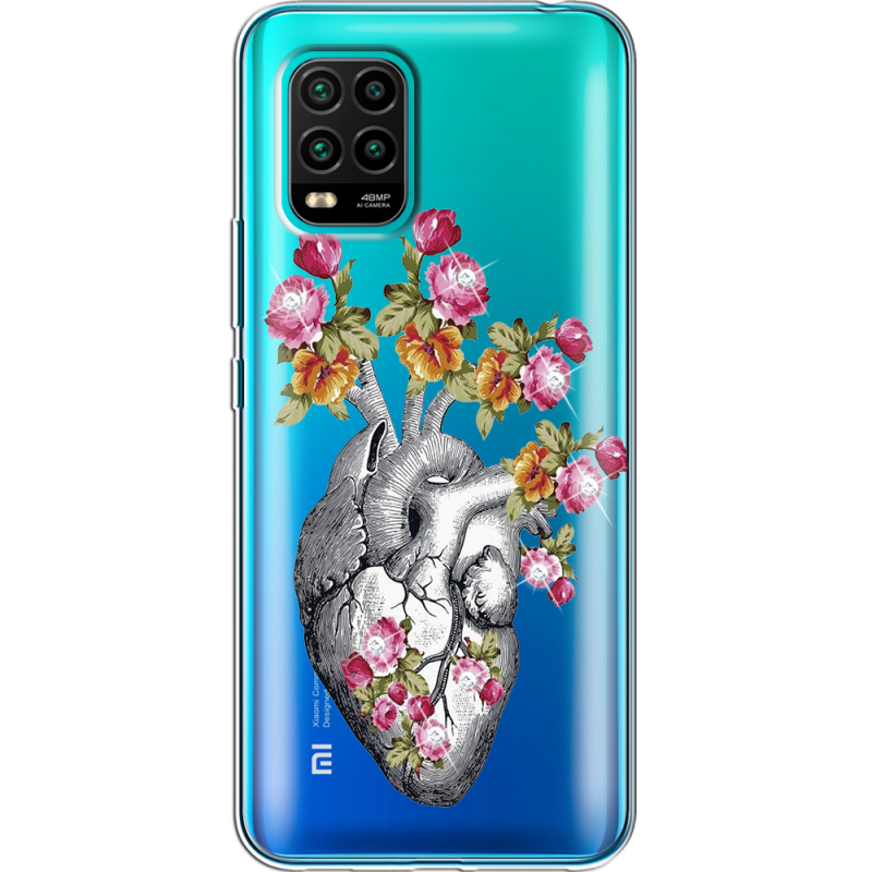 Чехол со стразами Xiaomi Mi 10 Lite Heart