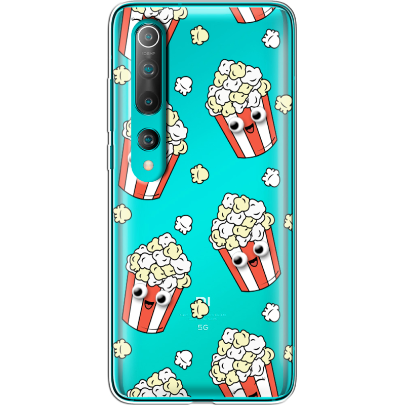 Прозрачный чехол BoxFace Xiaomi Mi 10 с 3D-глазками Popcorn