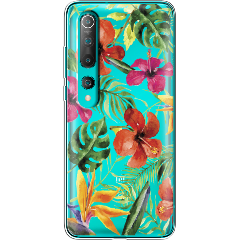 Прозрачный чехол BoxFace Xiaomi Mi 10 Tropical Flowers