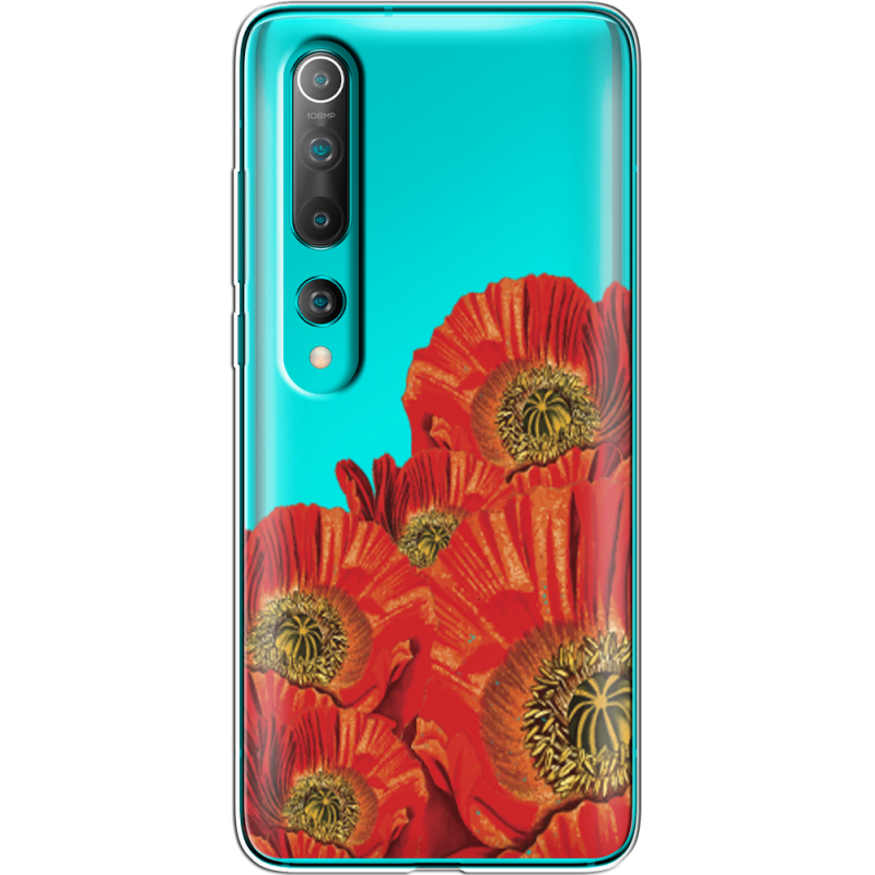 Прозрачный чехол BoxFace Xiaomi Mi 10 Red Poppies