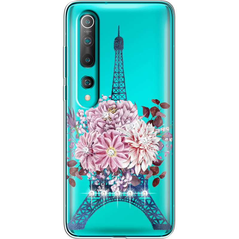 Чехол со стразами Xiaomi Mi 10 Eiffel Tower