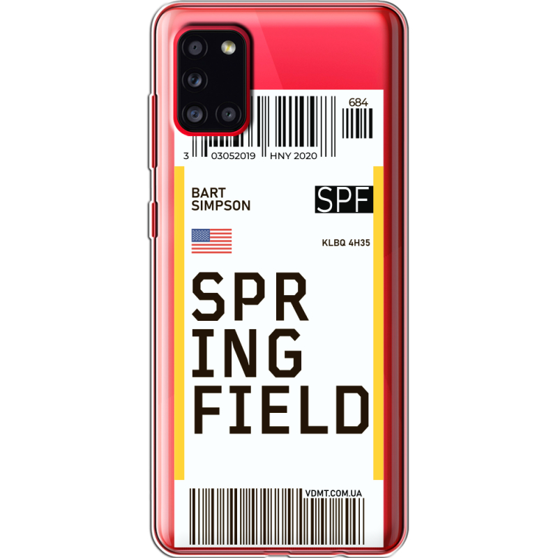 Прозрачный чехол BoxFace Samsung A315 Galaxy A31 Ticket Springfield