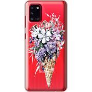 Чехол со стразами Samsung A315 Galaxy A31 Ice Cream Flowers