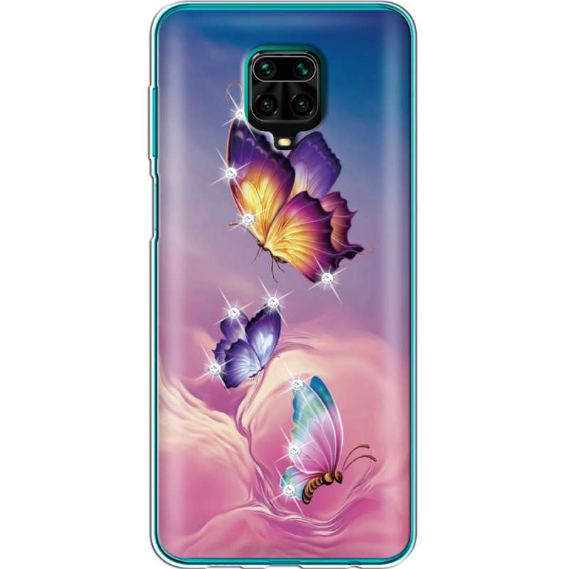 Чехол со стразами Xiaomi Redmi Note 9S Butterflies