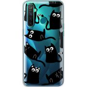 Прозрачный чехол BoxFace Realme 5 Pro с 3D-глазками Black Kitty