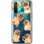 Прозрачный чехол BoxFace Realme 5 Pro с 3D-глазками Pug