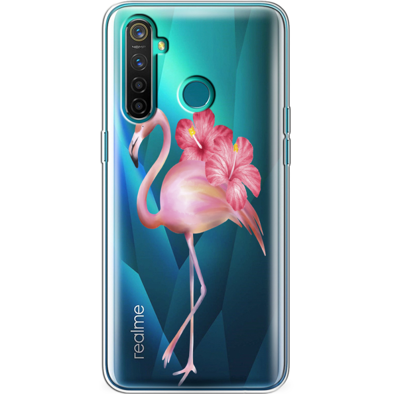 Прозрачный чехол BoxFace Realme 5 Pro Floral Flamingo