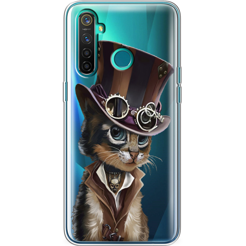 Прозрачный чехол BoxFace Realme 5 Pro Steampunk Cat