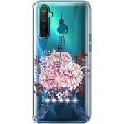 Чехол со стразами Realme 5 Pro Eiffel Tower