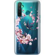 Чехол со стразами Realme 5 Pro Swallows and Bloom