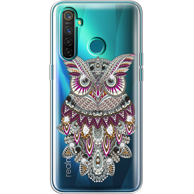 Чехол со стразами Realme 5 Pro Owl