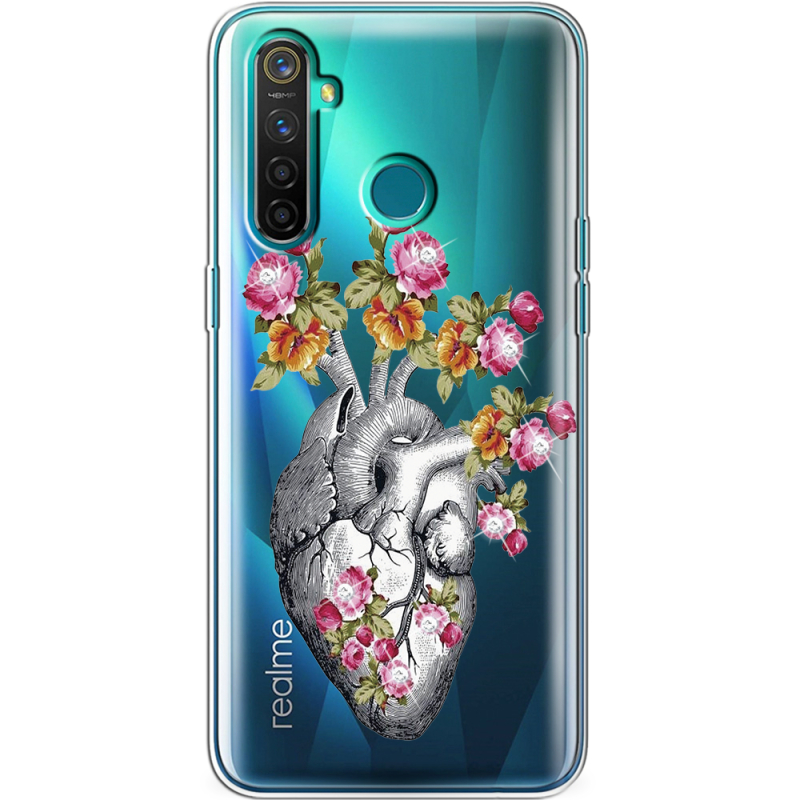 Чехол со стразами Realme 5 Pro Heart