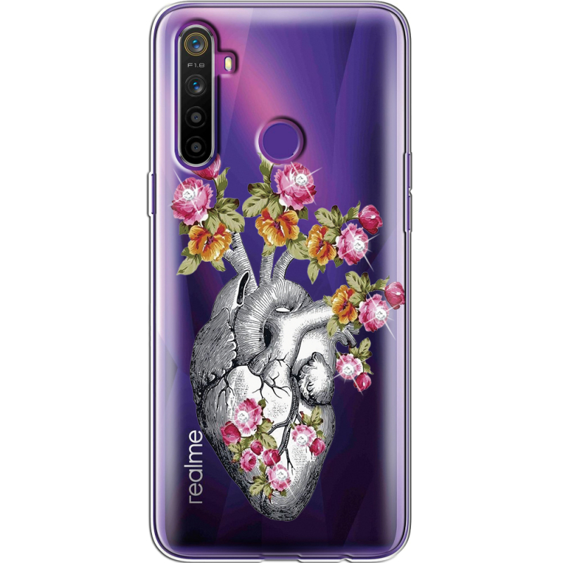 Чехол со стразами Realme 5 / 6i Heart