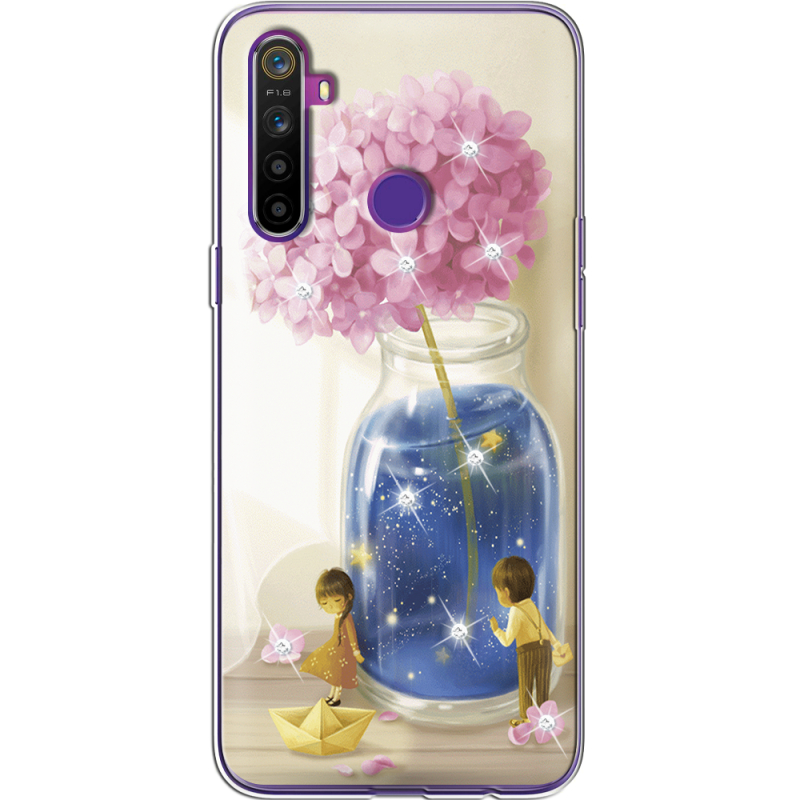 Чехол со стразами Realme 5 / 6i Little Boy and Girl