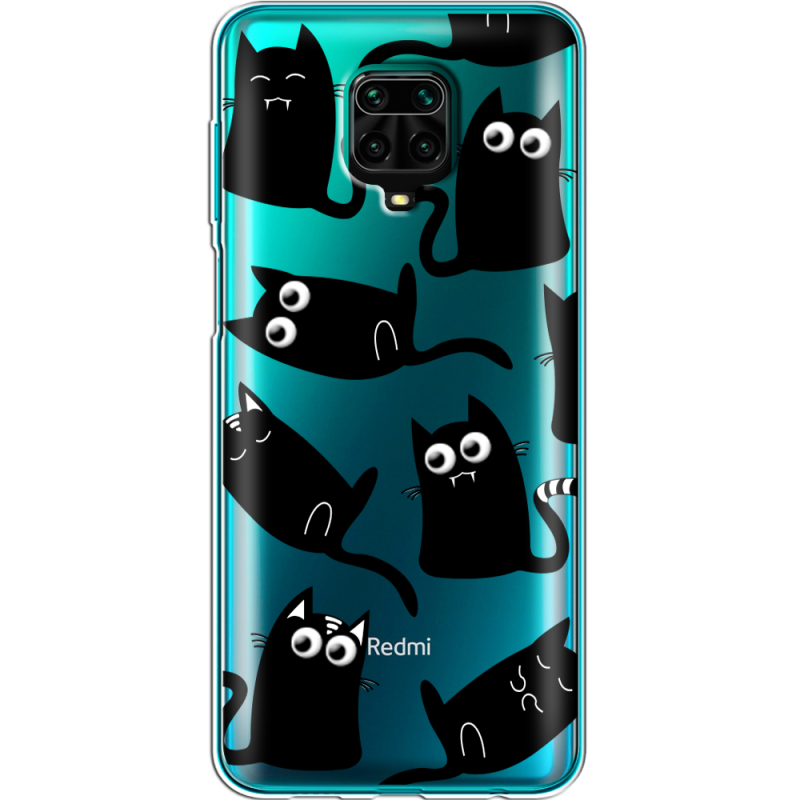 Прозрачный чехол BoxFace Xiaomi Redmi Note 9S с 3D-глазками Black Kitty