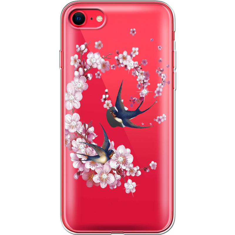 Чехол со стразами Apple iPhone SE (2020) Swallows and Bloom