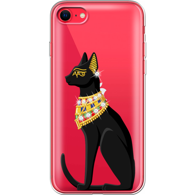 Чехол со стразами Apple iPhone SE (2020) Egipet Cat