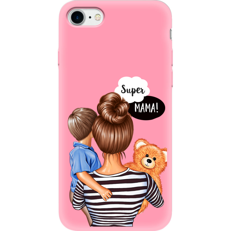 Розовый чехол BoxFace Apple iPhone SE (2020) Super Mama and Son