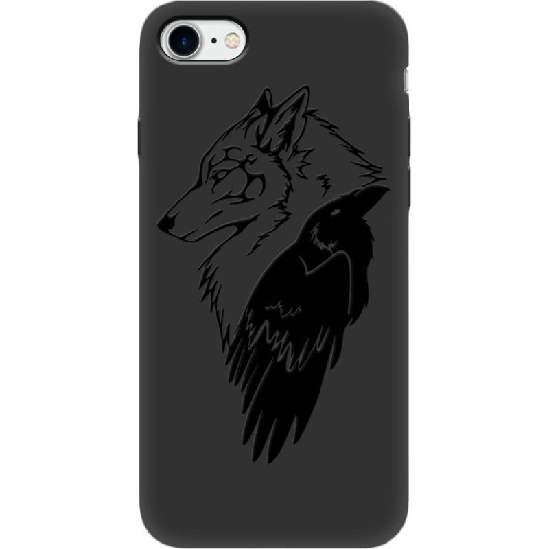 Черный чехол BoxFace Apple iPhone SE (2020) Wolf and Raven