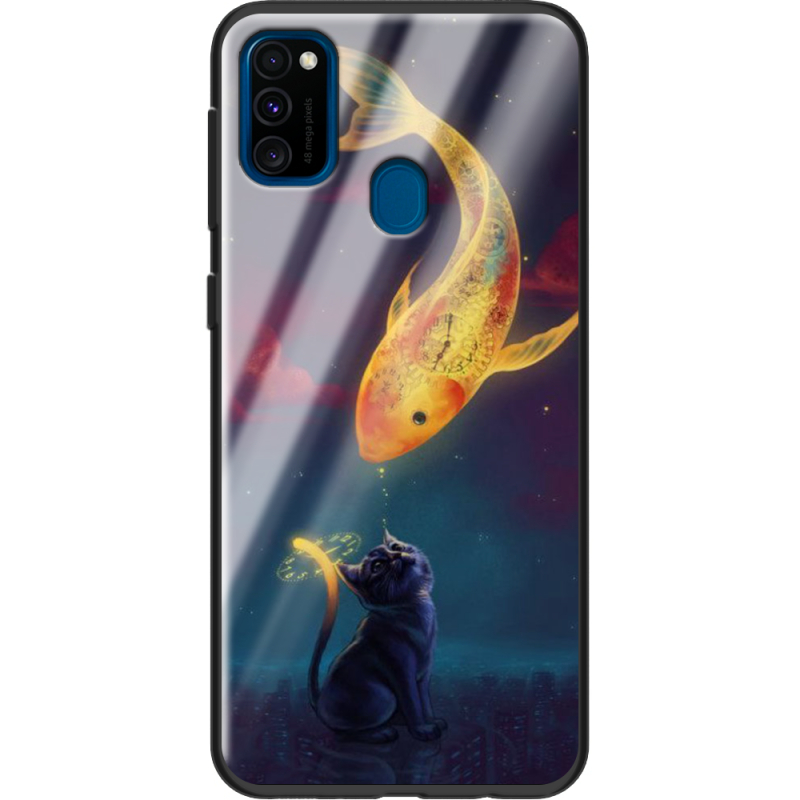 Защитный чехол BoxFace Glossy Panel Samsung Galaxy M21 Kitten And Fish