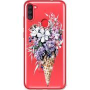 Чехол со стразами Samsung Galaxy A11 (A115) Ice Cream Flowers