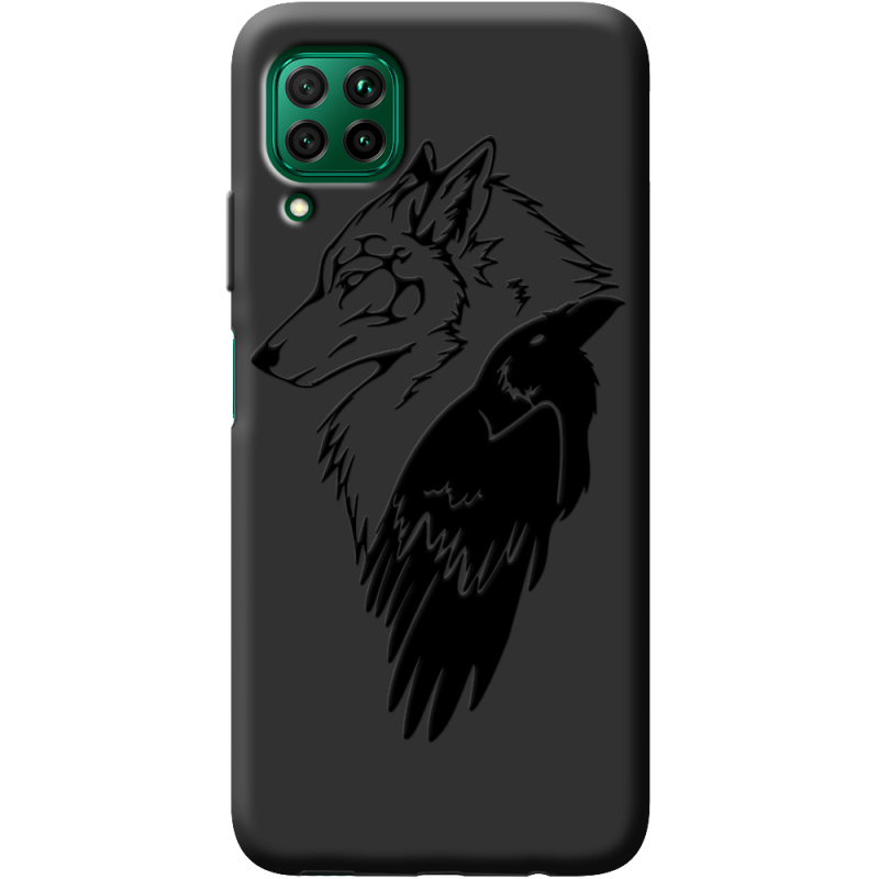 Черный чехол BoxFace Huawei P40 Lite Wolf and Raven