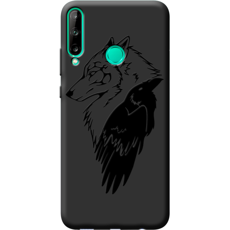 Черный чехол BoxFace Huawei P40 Lite E Wolf and Raven