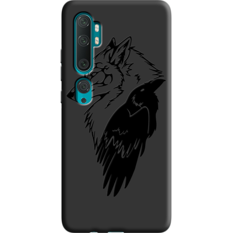 Черный чехол BoxFace Xiaomi Mi Note 10 / Mi Note 10 Pro Wolf and Raven