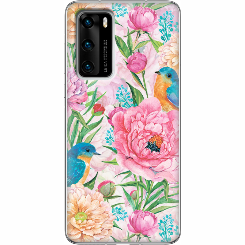 Чехол BoxFace Huawei P40 Birds in Flowers