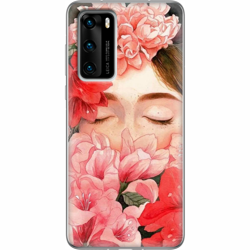 Чехол BoxFace Huawei P40 Girl in Flowers