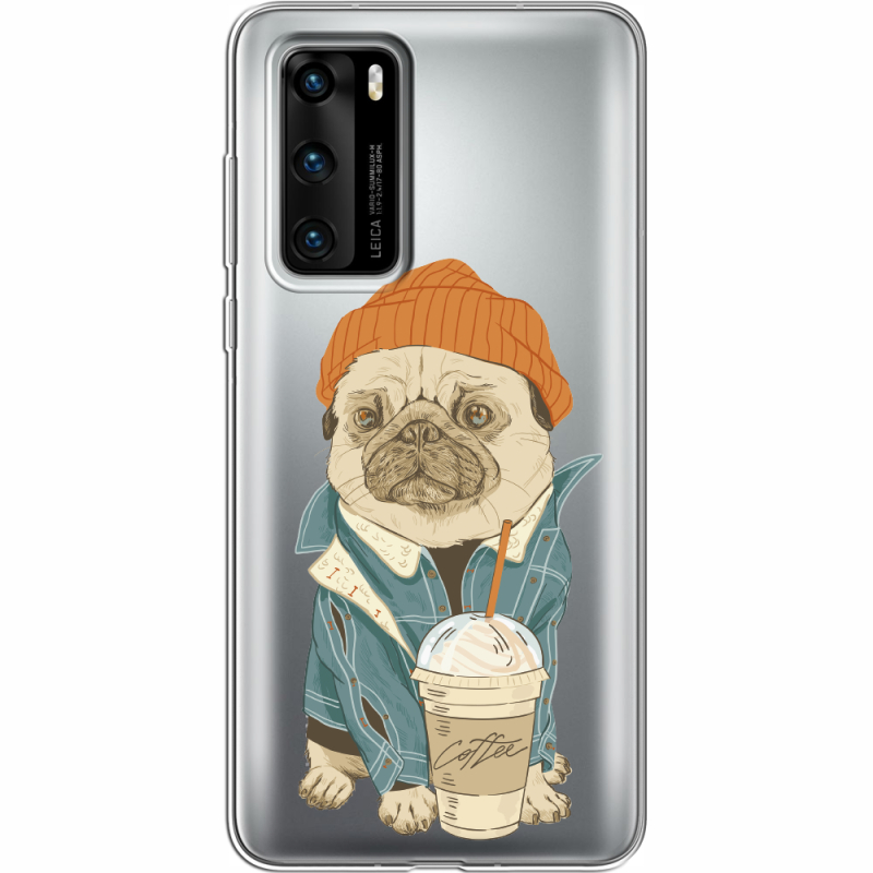 Прозрачный чехол BoxFace Huawei P40 Dog Coffeeman