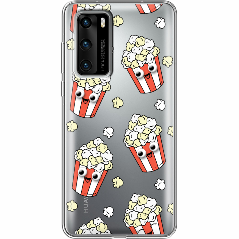 Прозрачный чехол BoxFace Huawei P40 с 3D-глазками Popcorn