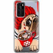 Прозрачный чехол BoxFace Huawei P40 Winter Puggy