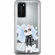 Прозрачный чехол BoxFace Huawei P40 Cat Style