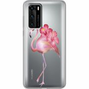 Прозрачный чехол BoxFace Huawei P40 Floral Flamingo