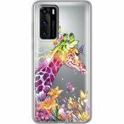 Прозрачный чехол BoxFace Huawei P40 Colorful Giraffe