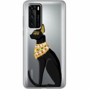 Чехол со стразами Huawei P40 Egipet Cat