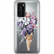 Чехол со стразами Huawei P40 Ice Cream Flowers