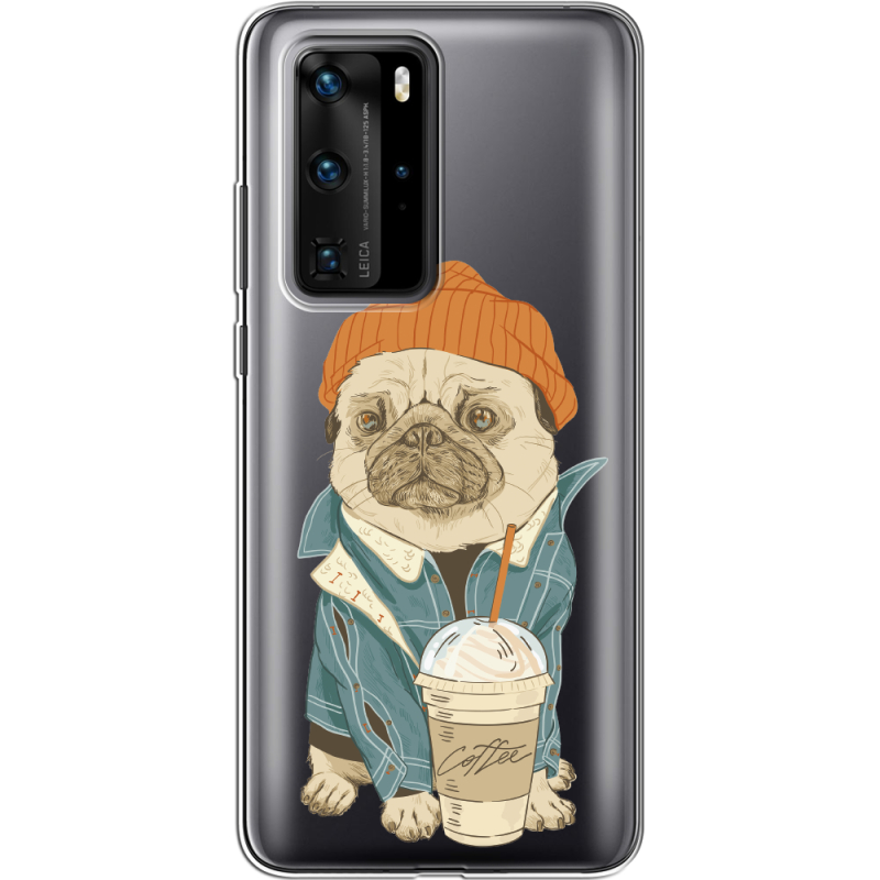 Прозрачный чехол BoxFace Huawei P40 Pro Dog Coffeeman