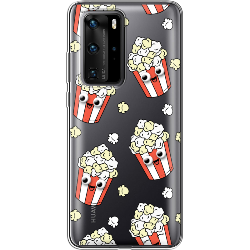 Прозрачный чехол BoxFace Huawei P40 Pro с 3D-глазками Popcorn