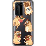 Прозрачный чехол BoxFace Huawei P40 Pro с 3D-глазками Pug