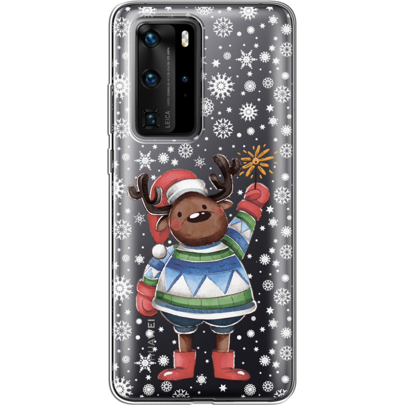 Прозрачный чехол BoxFace Huawei P40 Pro Christmas Deer with Snow