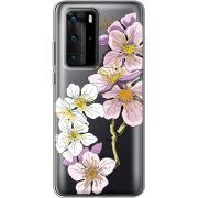 Прозрачный чехол BoxFace Huawei P40 Pro Cherry Blossom