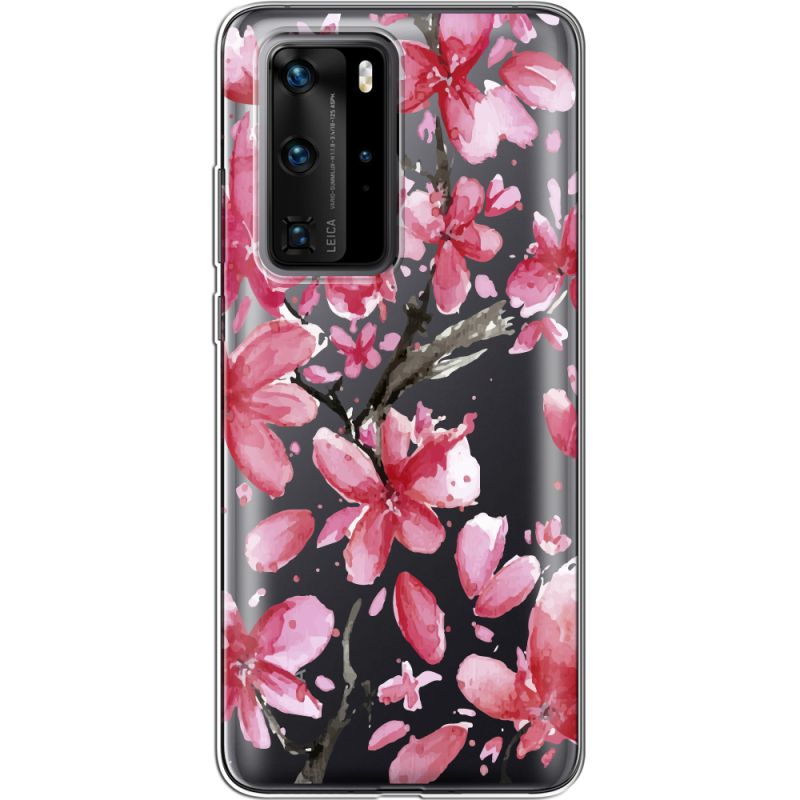 Прозрачный чехол BoxFace Huawei P40 Pro Pink Magnolia