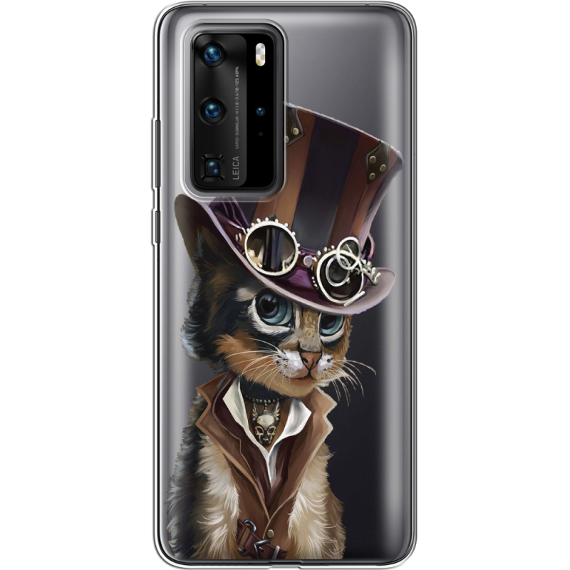 Прозрачный чехол BoxFace Huawei P40 Pro Steampunk Cat