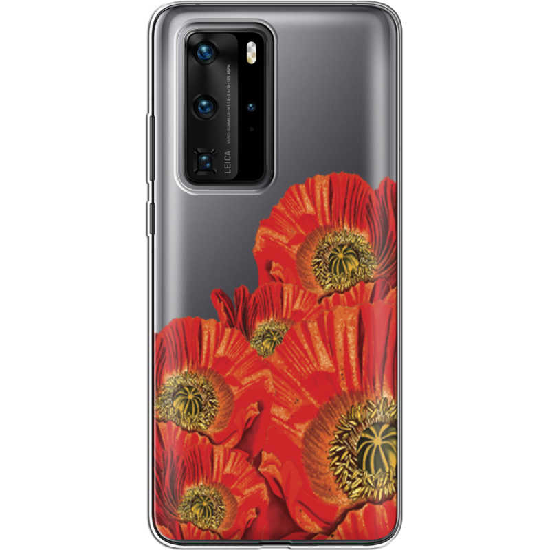 Прозрачный чехол BoxFace Huawei P40 Pro Red Poppies