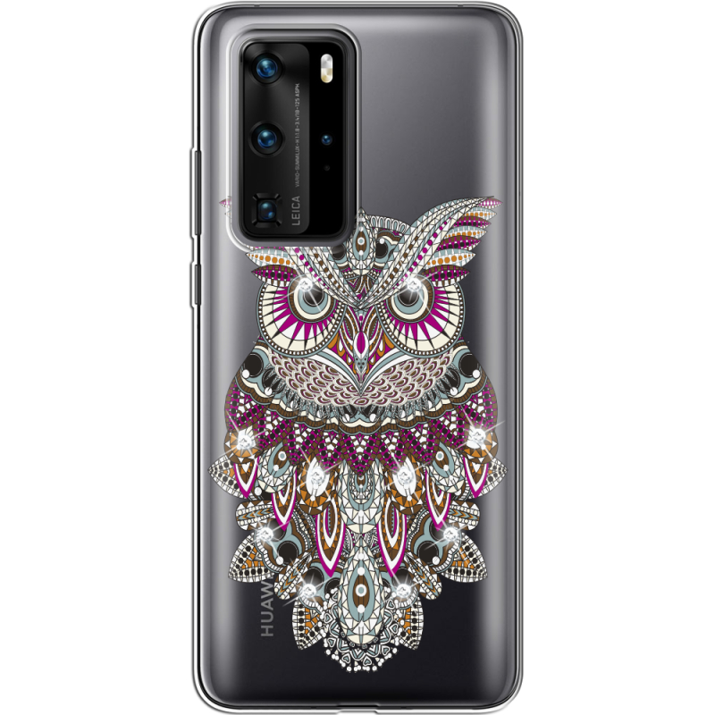 Чехол со стразами Huawei P40 Pro Owl