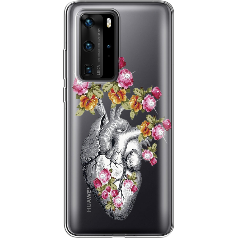 Чехол со стразами Huawei P40 Pro Heart